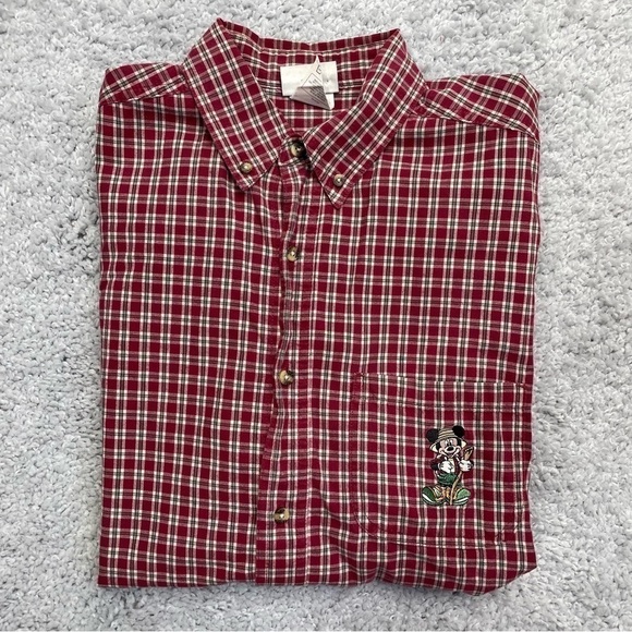 Vintage Disneyland Shirt Men's Large Plaid Button Down Casual Retro Dad Mickey - Picture 1 of 6